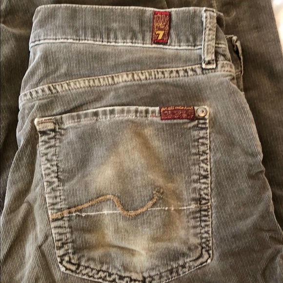 Men’s 7 for All Mankind Vintage Distressed tobacco brown button corduroy jeans - Picture 6 of 8